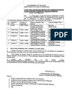 Time Table Test Centres of Written Test For Recruitment of Various Posts of Churachandpur Medical College