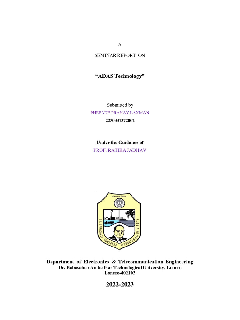 Complete ADAS Report | PDF | Lidar | Anti Lock Braking System