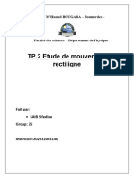 TP.2 Etude de Mouvement Rectiligne: Université M'Hamed BOUGARA - Boumerdes