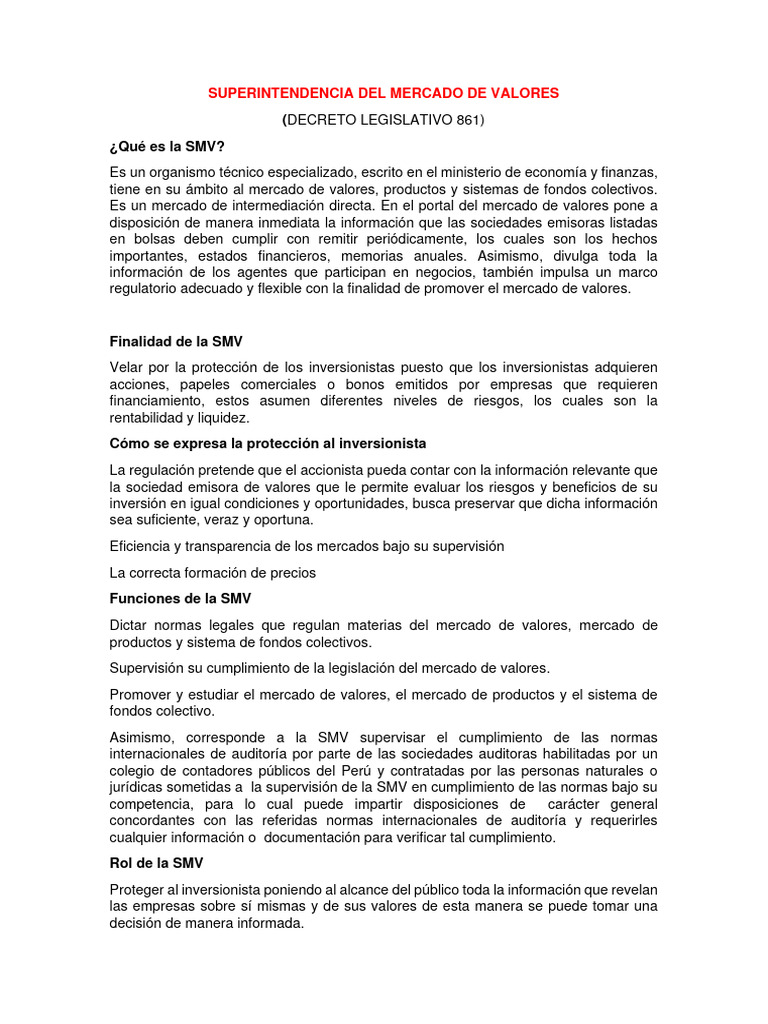 Protección y Transparencia en el Mercado de Valores | PDF | Bolsa de ...
