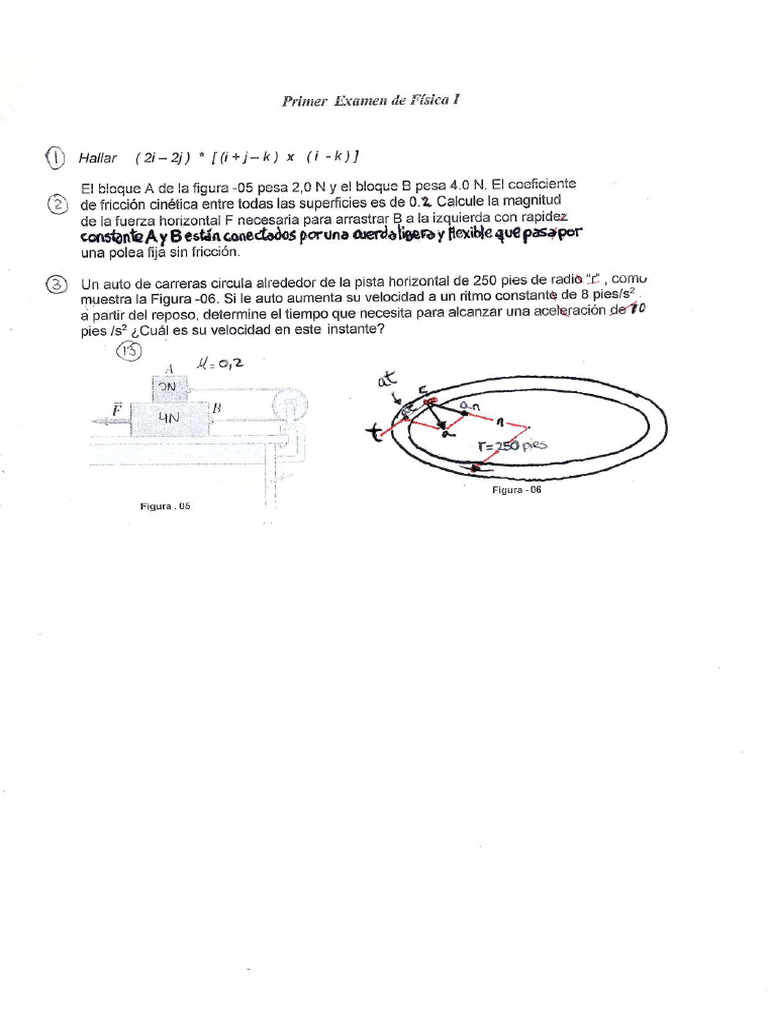 Examen Parcial de Física 1 - UNMSM | PDF