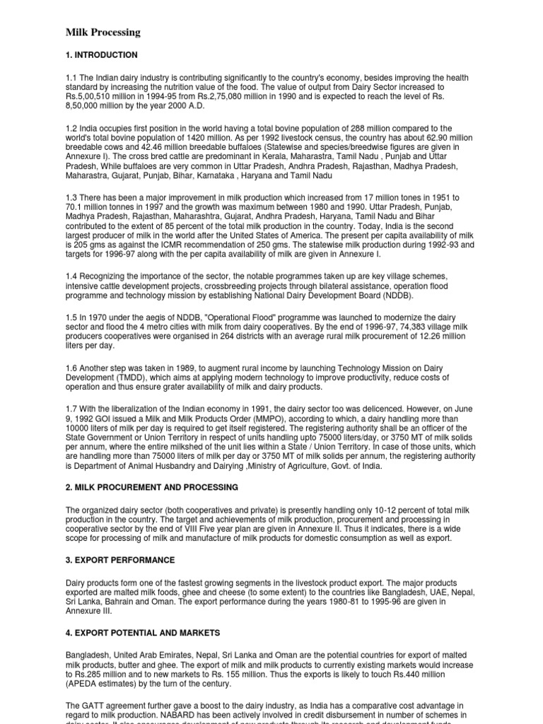 Milk Processing Project Report | PDF | Dairy | Milk
