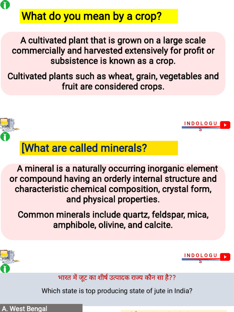 Crops and Minerals PDF Minerals Agriculture