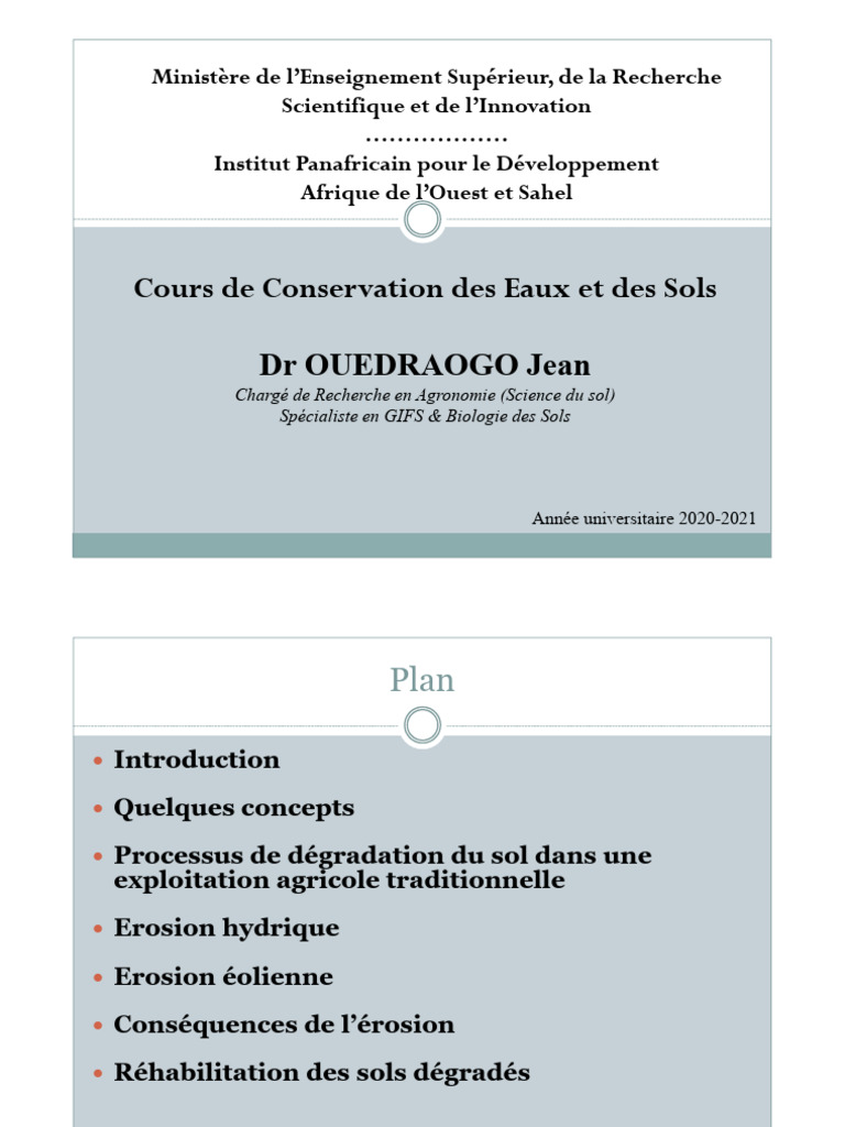 Conservation des Eaux et des Sols | PDF | Sol (pédologie) | Érosion
