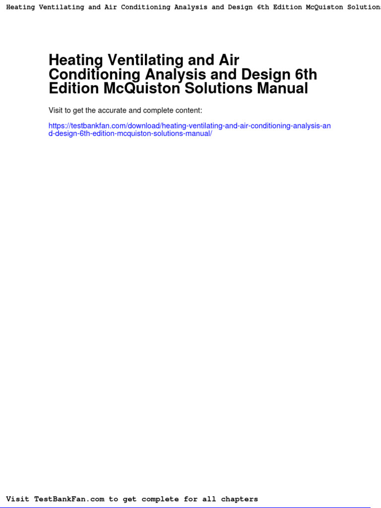 Full Download Heating Ventilating and Air Conditioning Analysis and