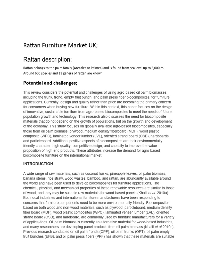 Rattan Furniture Market UK PDF Wood Palm Oil