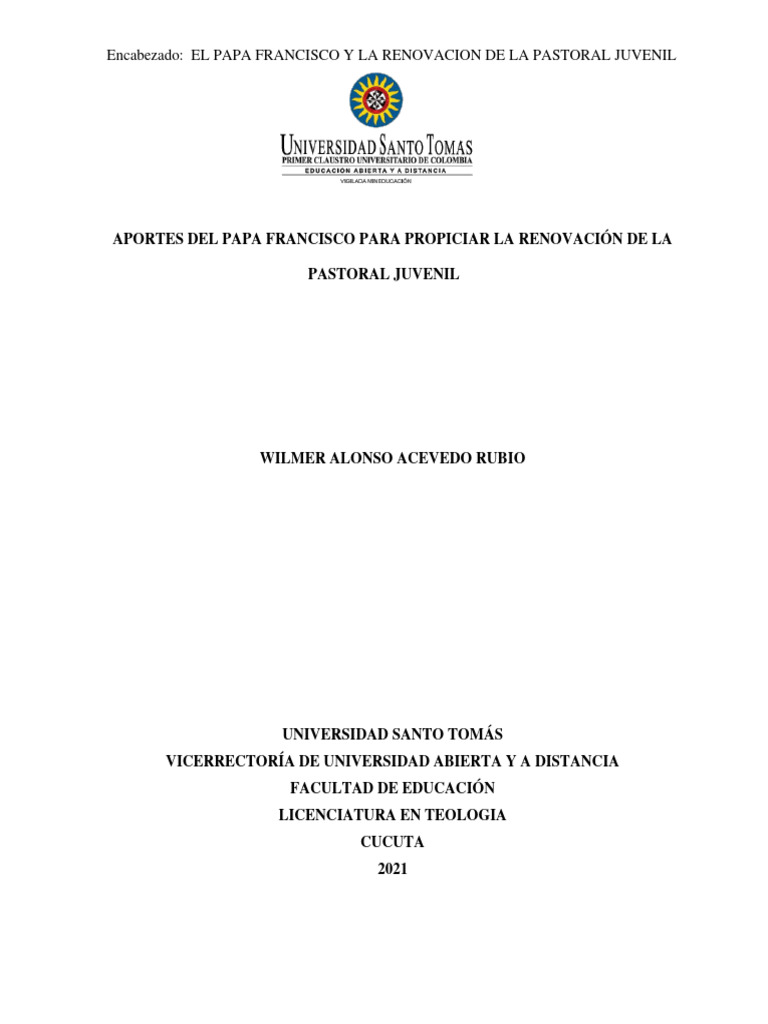 Aportes del Papa Francisco a la Pastoral Juvenil | PDF | Papa Francisco ...