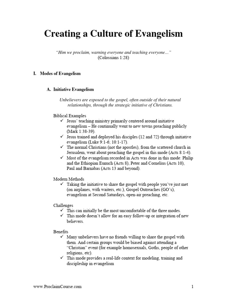 Culture Of Evangelism Pdf Acts Of The Apostles Christian Church