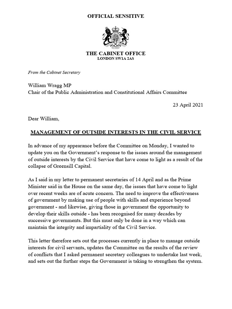 Letter From The Cabinet Secretary 20210423.docx 1 | PDF | Civil Service ...