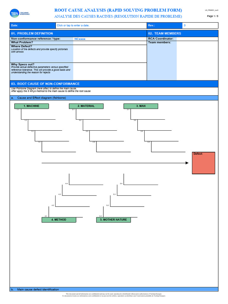 Root Cause Analysis Form for Defects | PDF | Production And ...