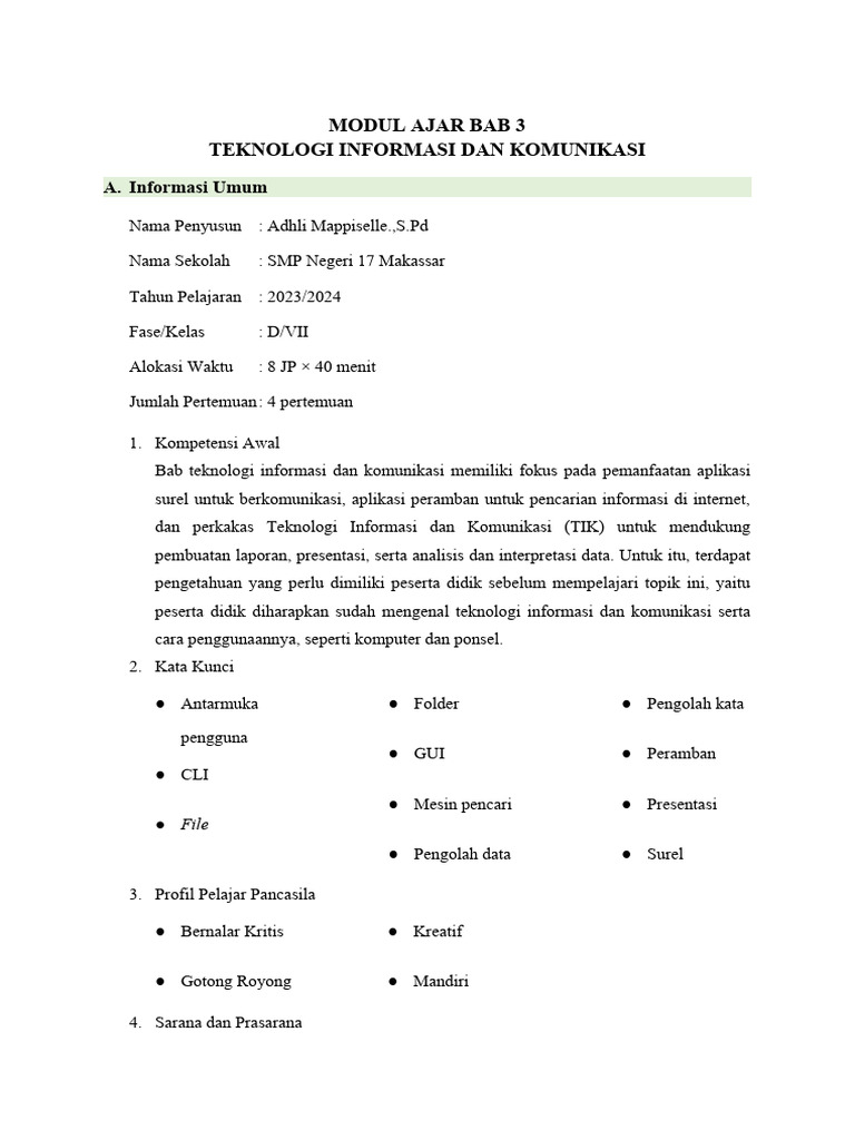Modul Ajar Bab III | PDF | Karier & Perkembangan