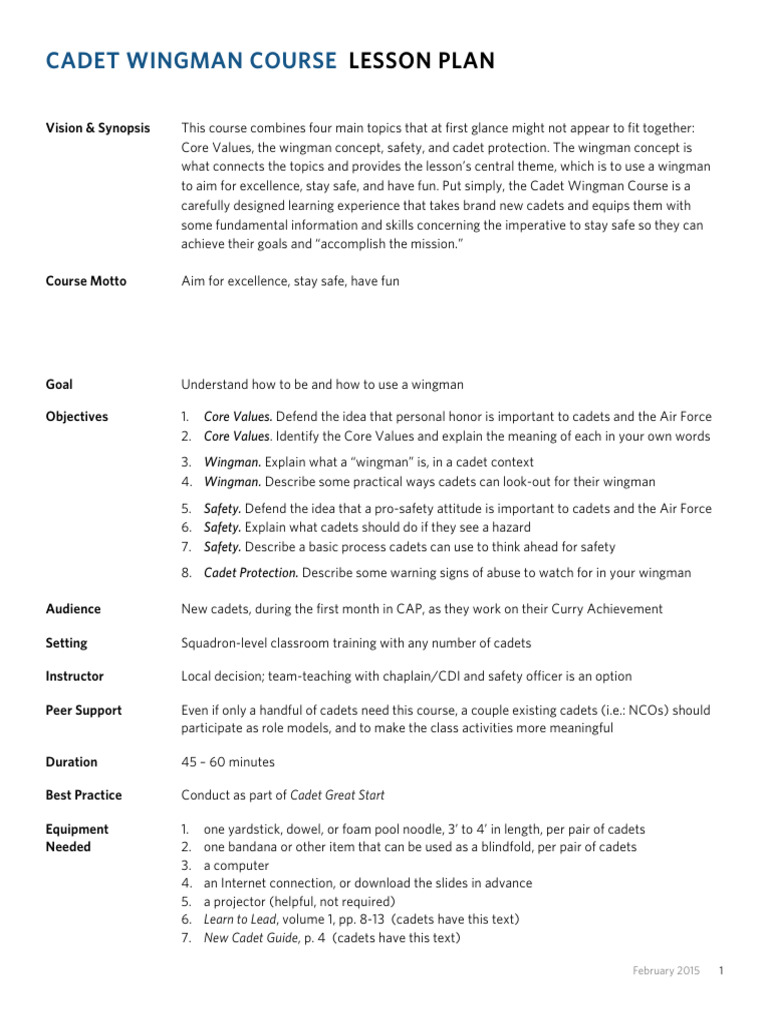 Cadet Wingman Course Overview | PDF