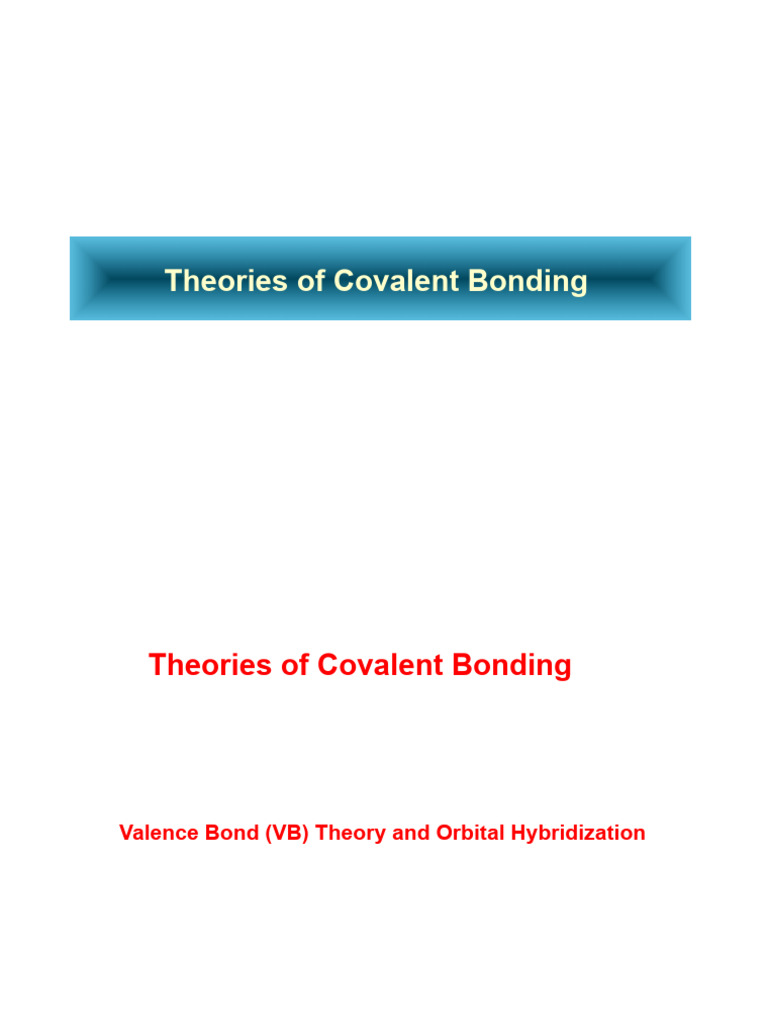 Valence Bond Theory PDF Chemical Bond Molecular Orbital