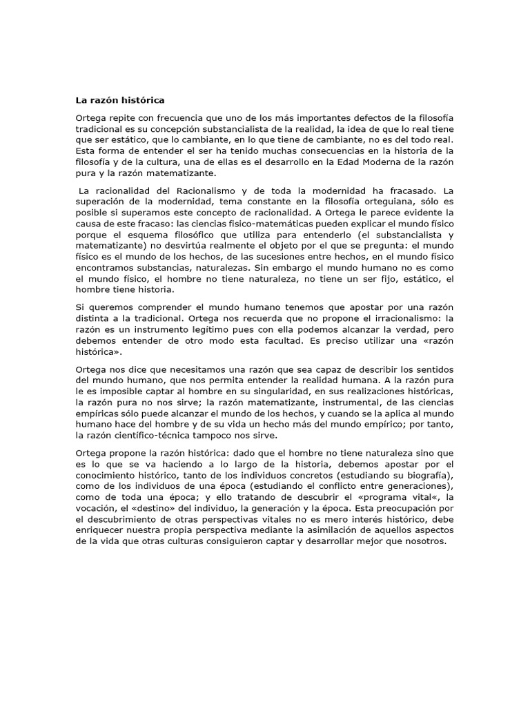La Razón Histórica | PDF | Razón | Realidad