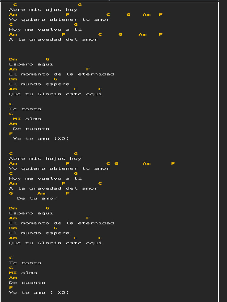 TE CANTA MI ALMA (Generación 12) Acordes para PDF