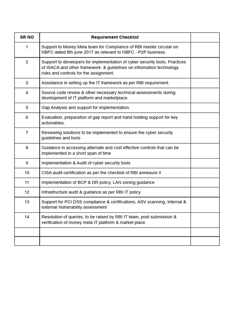 Requirement Checklist PDF