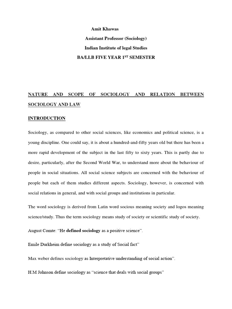 Nature and Scope of Sociology Explained | PDF | Sociology | Social Sciences