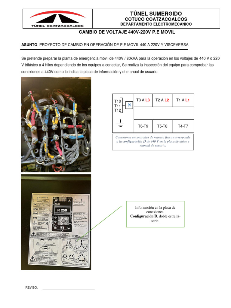 CAMBIO DE VOLTAJE 440V-220V P.E MOVIL | PDF | Ingenieria Eléctrica ...