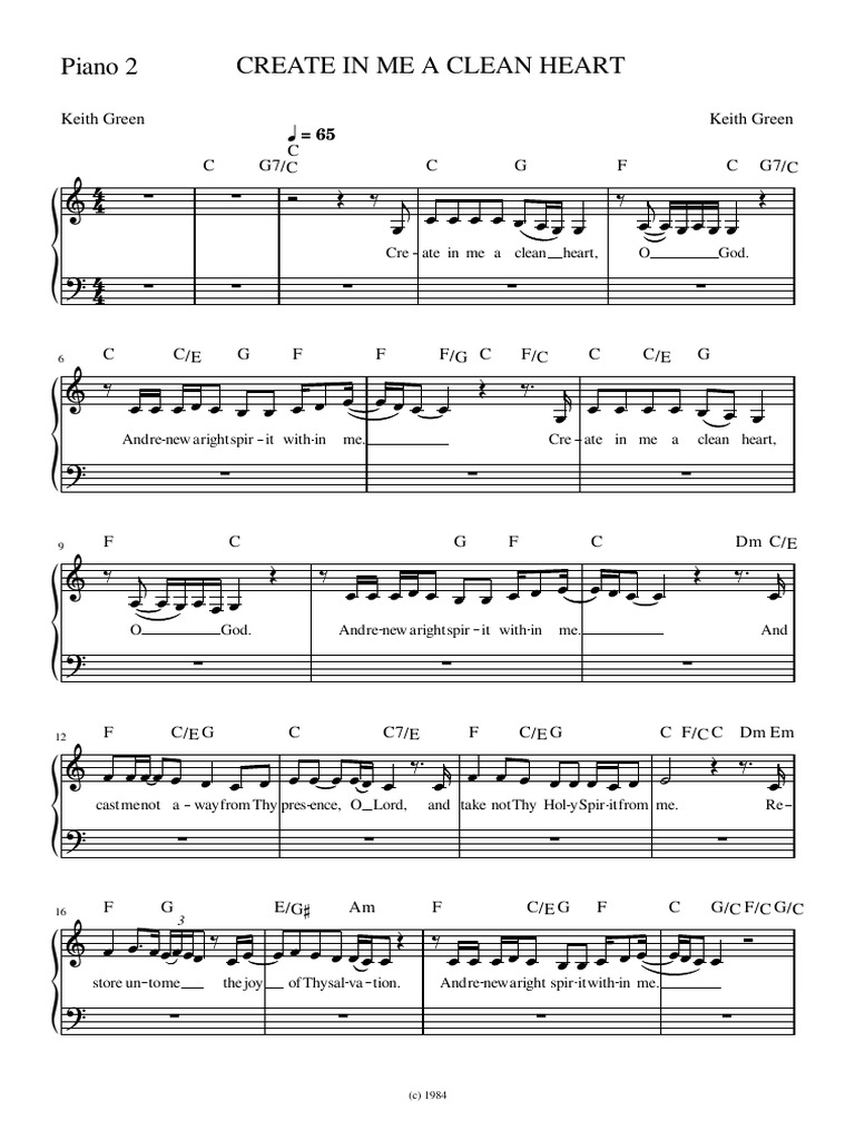 Create in Me a Clean Heart Chords | PDF