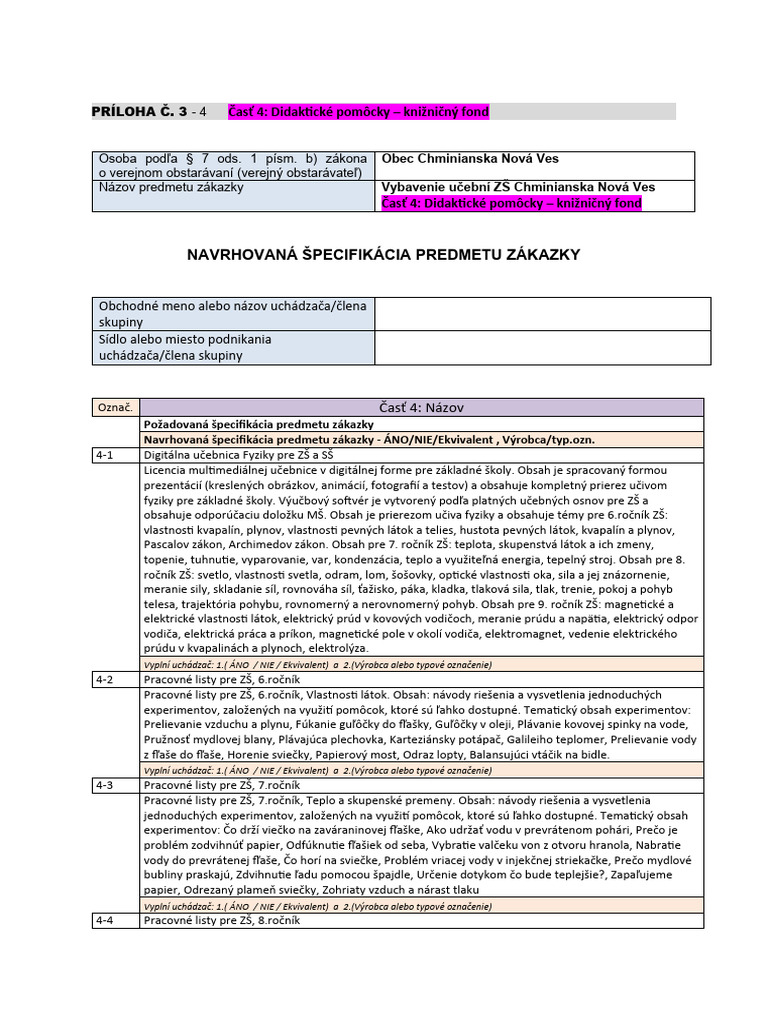 Priloha C. 3-4 Navrhovana Specifikacia Predmetu Zakazky Pre Cast 4 ...