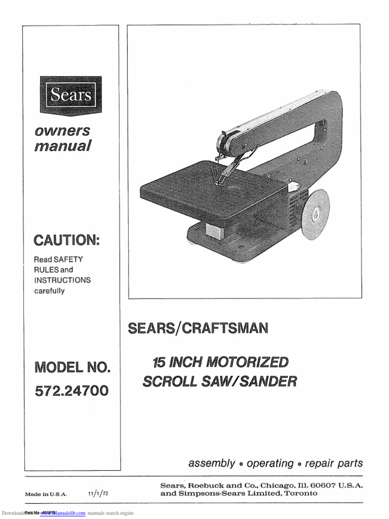 Sears Scroll Saw PDF Screw Mechanical Engineering
