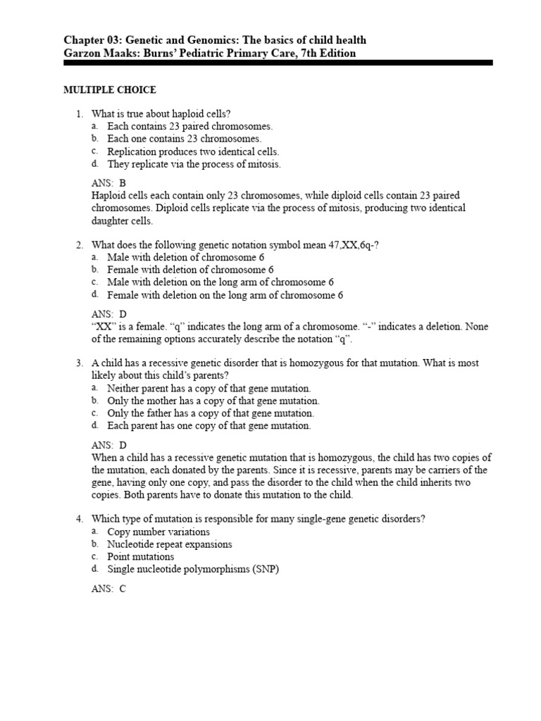 Chapter 03 genetic and genomics the basics of child health garzon