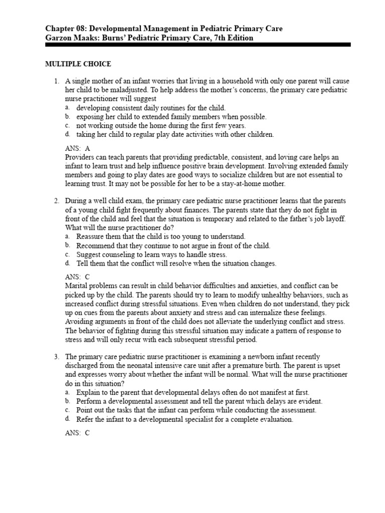 Chapter 08 developmental management in pediatric primary care garzon