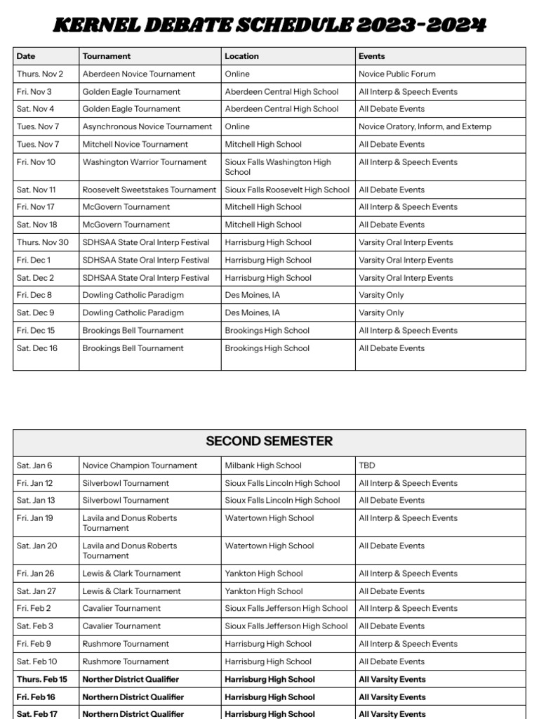 20232024 kernel speech debate schedule 3 PDF Midwestern United