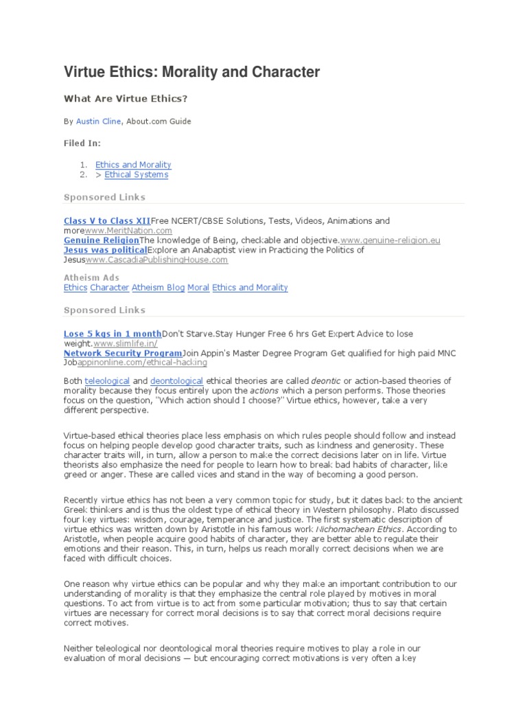 Understanding Virtue Ethics and Morality | PDF | Career & Growth