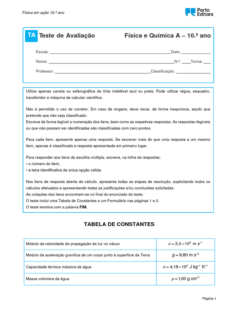 Fa10 - Testes - Avaliacao - 2 - Resolucao | PDF | Temperatura ...