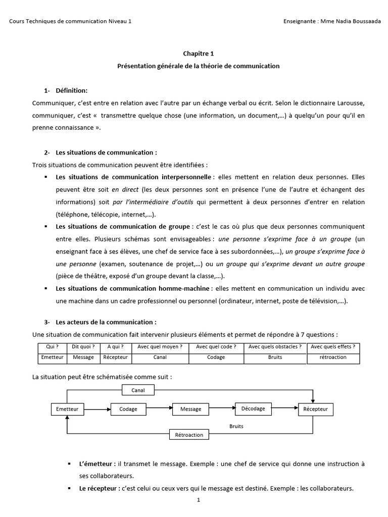 Techniques de Communication Niveau 1 | PDF | la communication