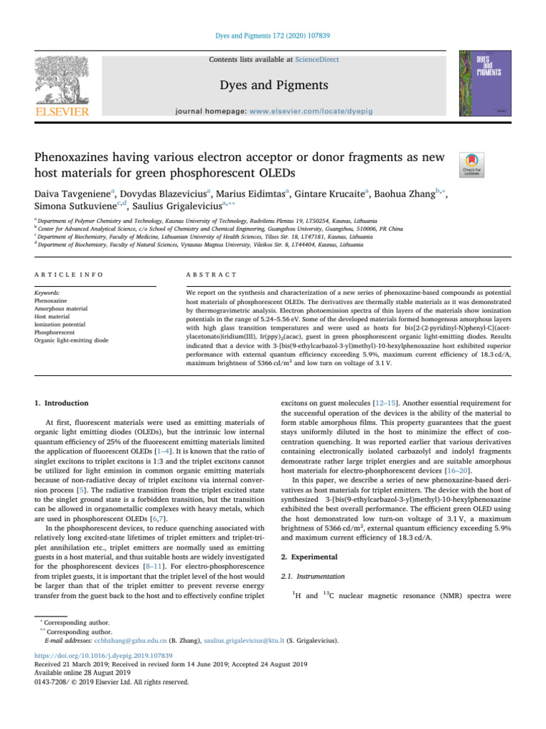 Dyes and Pigments PDF Differential Scanning Calorimetry Oled