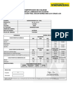 Certificado de Calidad: Perfiles Laminados en Caliente Reporte de Inspección Final Según Norma Inen 2215 Grado A36