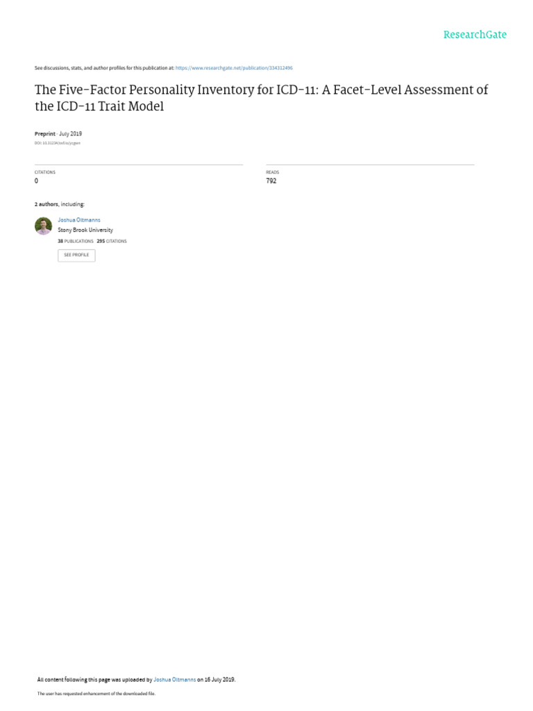 The five factor personality inventory for icd 11 a facet level