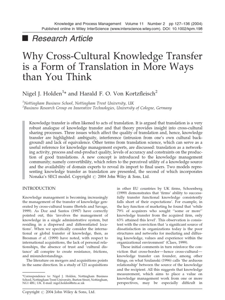 Cross-Cultural Knowledge Transfer | PDF | Translations | Ambiguity