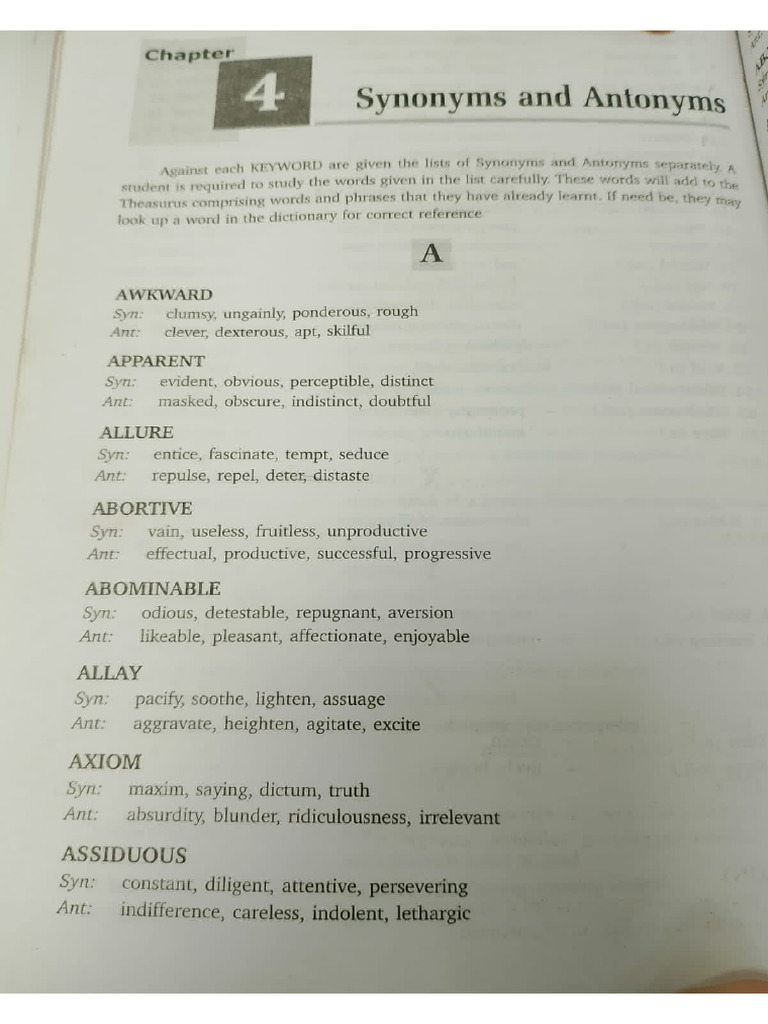 Synonyms and Antonyms | PDF