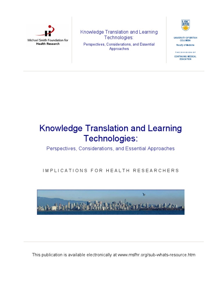 Knowledge Translation and Learning Technologies | PDF | Educational ...