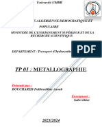 Metallographie: Ministere de L'Enseignement Supérieur Et de La Recherche Scientifique