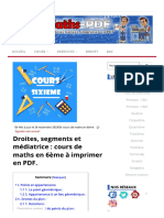 Segments, droites et médiatrice _ cours de maths en 6ème en PDF.