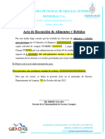 Acta de Recepcion de Alimentos