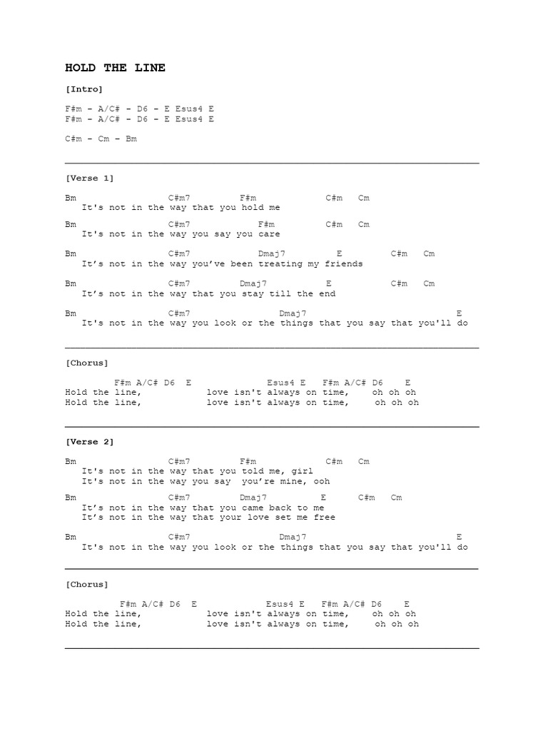 Hold The Line Pdf Song Structure Oral Literature