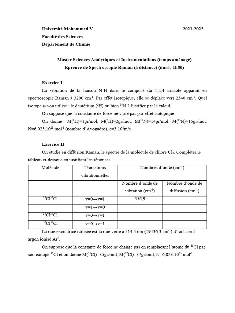 Master en Spectroscopie Raman 2021-2022 | PDF | Technologie et ingénierie