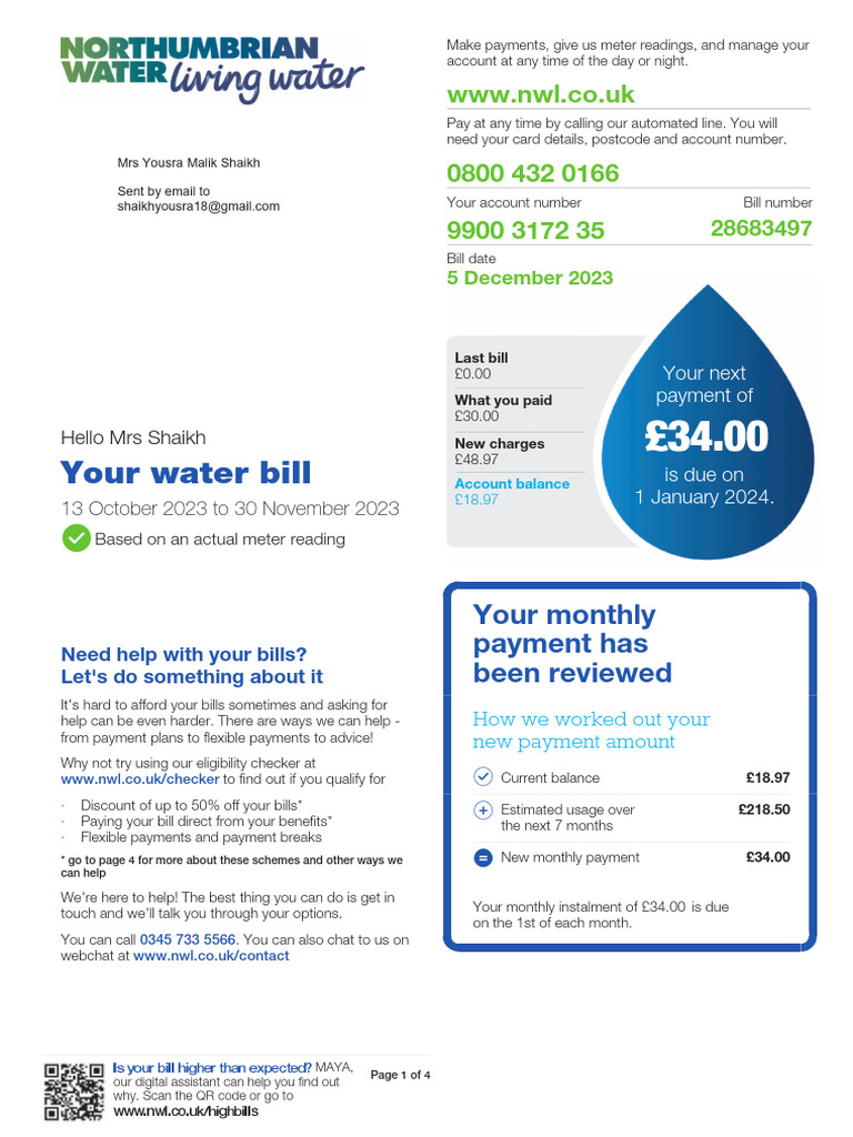 Water Services Bill 2023-12-05 | PDF | Payments | Debit Card