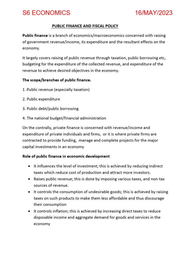 Public Finance and Fiscal Policy Overview | PDF | Cost Of Living | Taxes