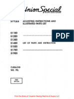 Union Special 51100, 51200, 51300, 51400, 51500, 51700 and 51900 Adjusting Instructions