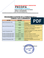 Programme D'activites Du Stage de La Licence C Caf A Lubumbashi