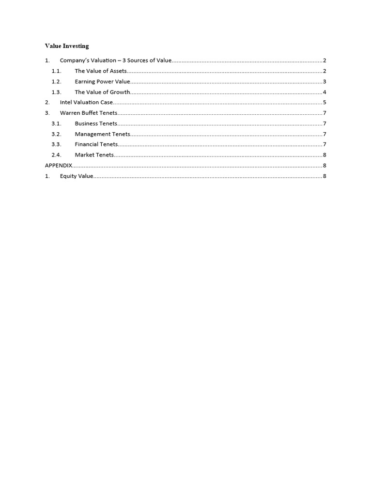 Value Investing | PDF | Valuation (Finance) | Stocks
