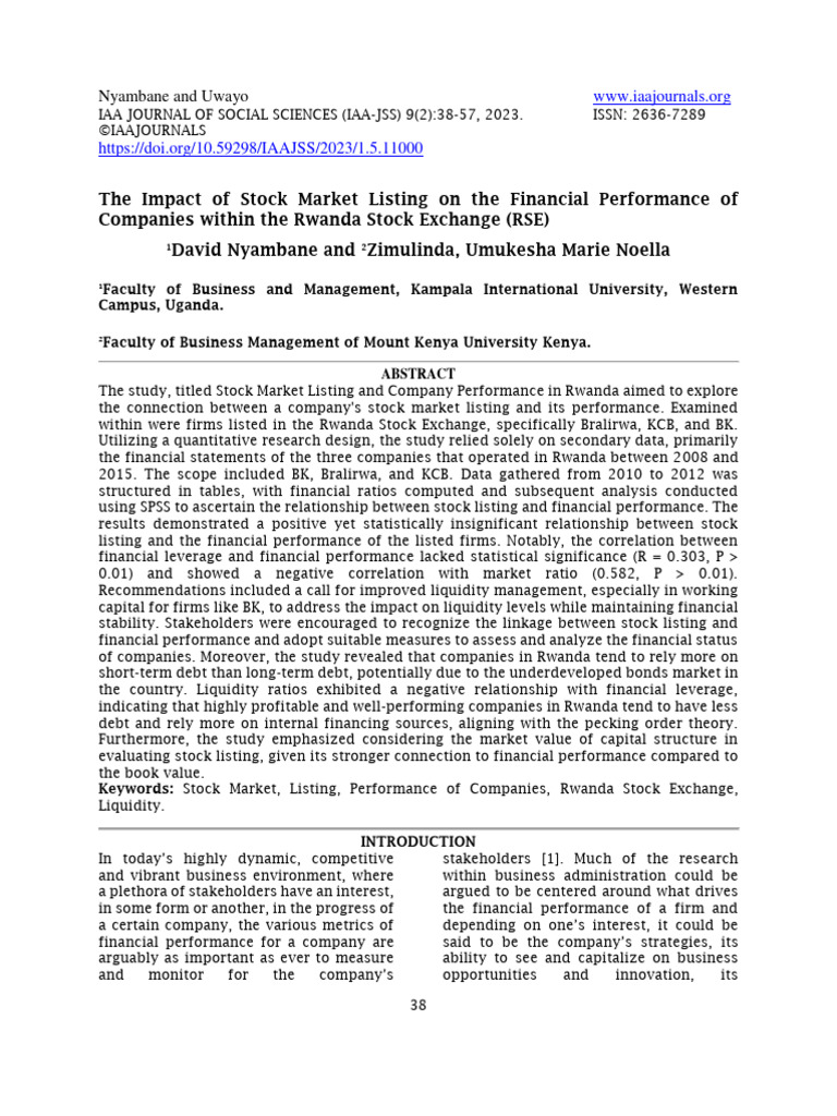 Stock Market Listing Impact on Rwandan Firms | PDF | Capital Structure ...