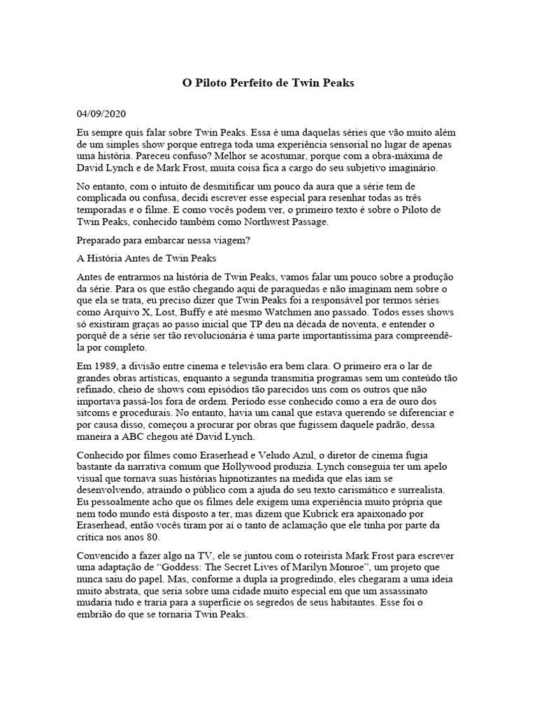 O Piloto Perfeito de Twin Peaks PDF