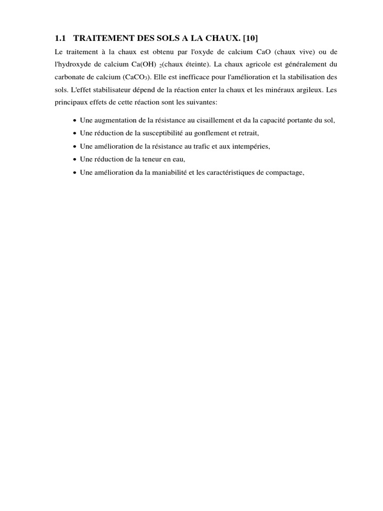 Stabilisation des sols par la chaux | PDF | Chaux | Sol (pédologie)